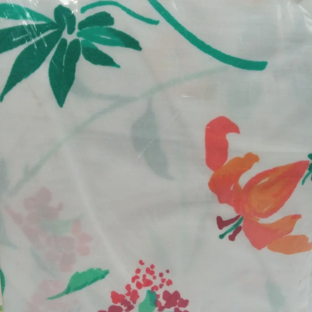 Caribbean Brights Scarlet Sunset King Fitted Sheet‎ Tropical Floral Vintage USA